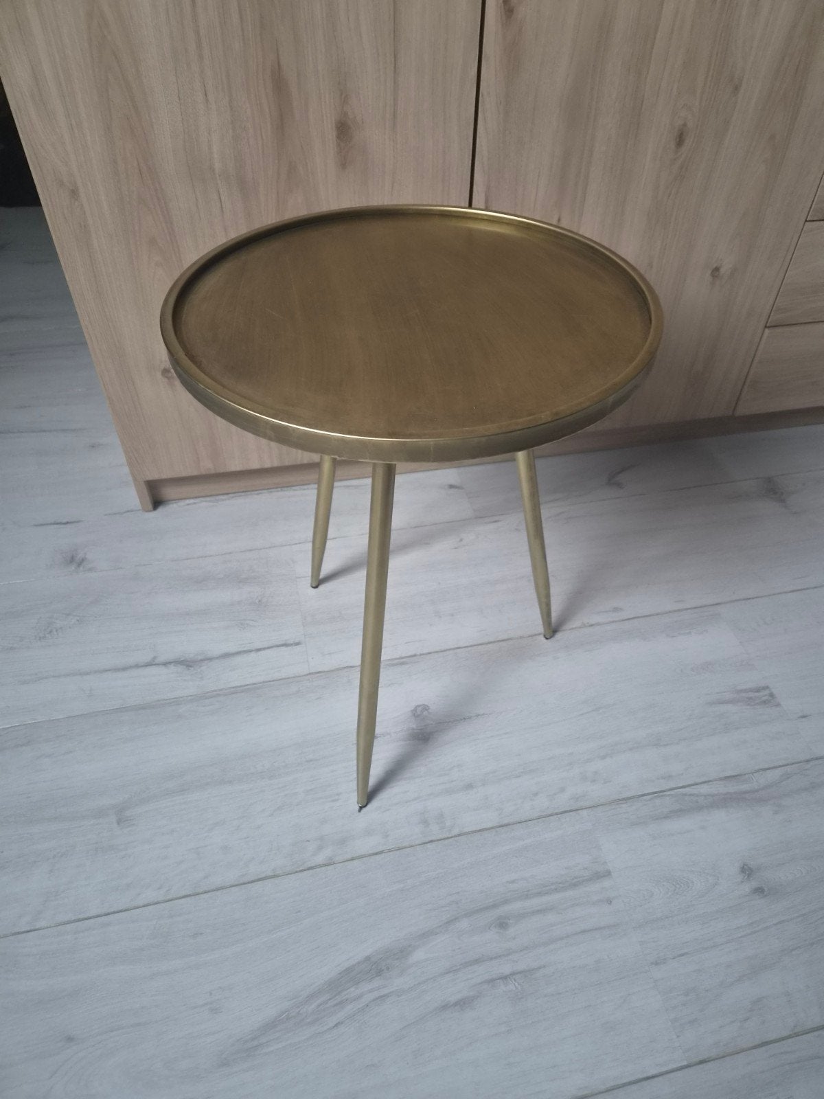 bijzettafel goud metaal, Huis en Inrichting, Tafels | Bijzettafels, Minder dan 55 cm, Metaal of Aluminium, Rond, Zo goed als nieuw