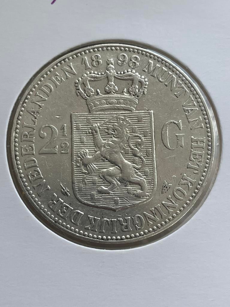 Rijksdaalder 1898 b. Zonder punt tussen P Pander, Postzegels en Munten, Munten | Nederland, Verzenden, Koningin Wilhelmina, 2½ gulden