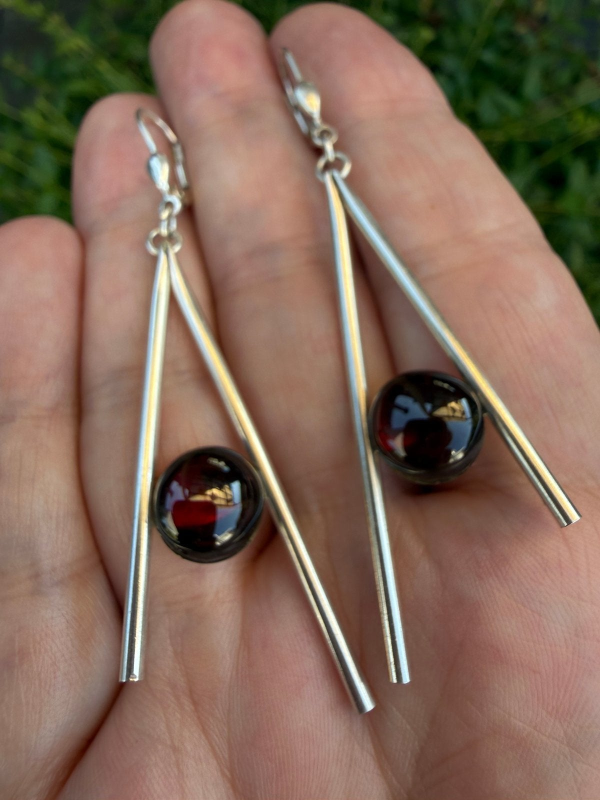 H171/Zilveren Bijzondere Rode Glas oorbellen, Sieraden, Tassen en Uiterlijk, Oorbellen, Gebruikt, Verzenden, X, Rood