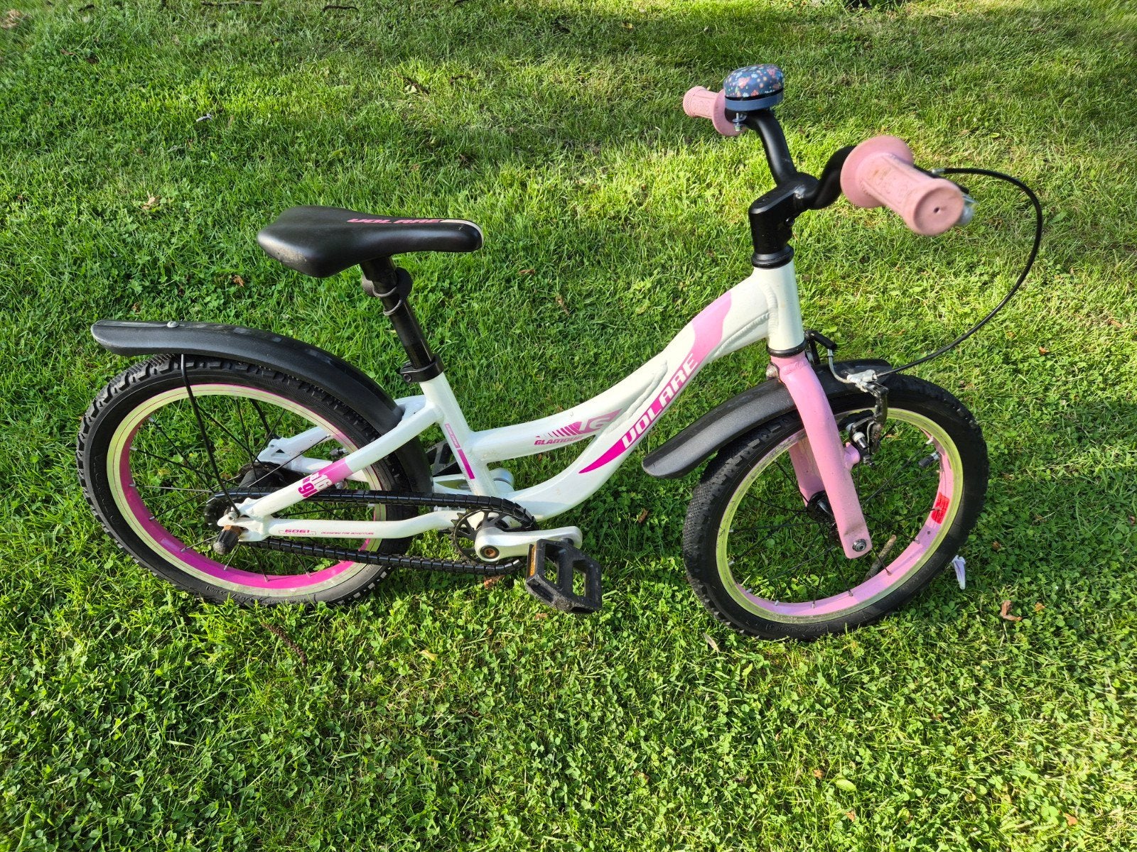 Volare kinderfiets 16 inch - wit/roze, Ophalen, Zo goed als nieuw, 16 tot 20 inch