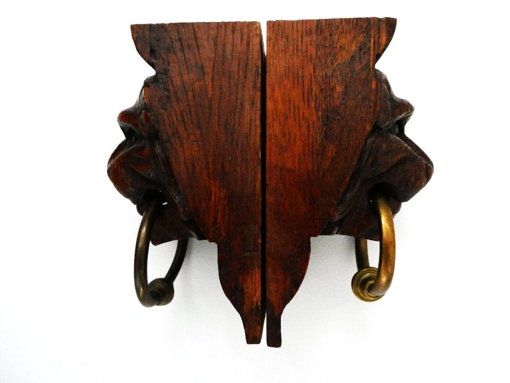 Hout uitgestoken Mechels eiken leeuwenkop ornamenten console, Antiek en Kunst, Houtsnijwerk, Minder dan 20 cm, Ophalen of Verzenden