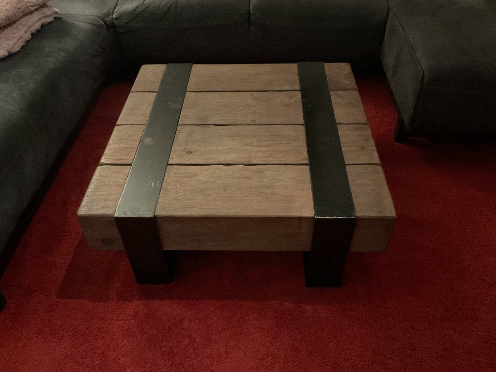Bielzen salontafel 80x80x30 cm, Ophalen, Gebruikt, 50 tot 100 cm, Vierkant