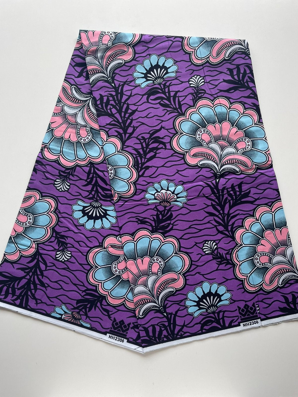 Afrikaanse stof 2 yards 100% katoen, Paars, Nieuw, Ophalen of Verzenden, 30 tot 120 cm