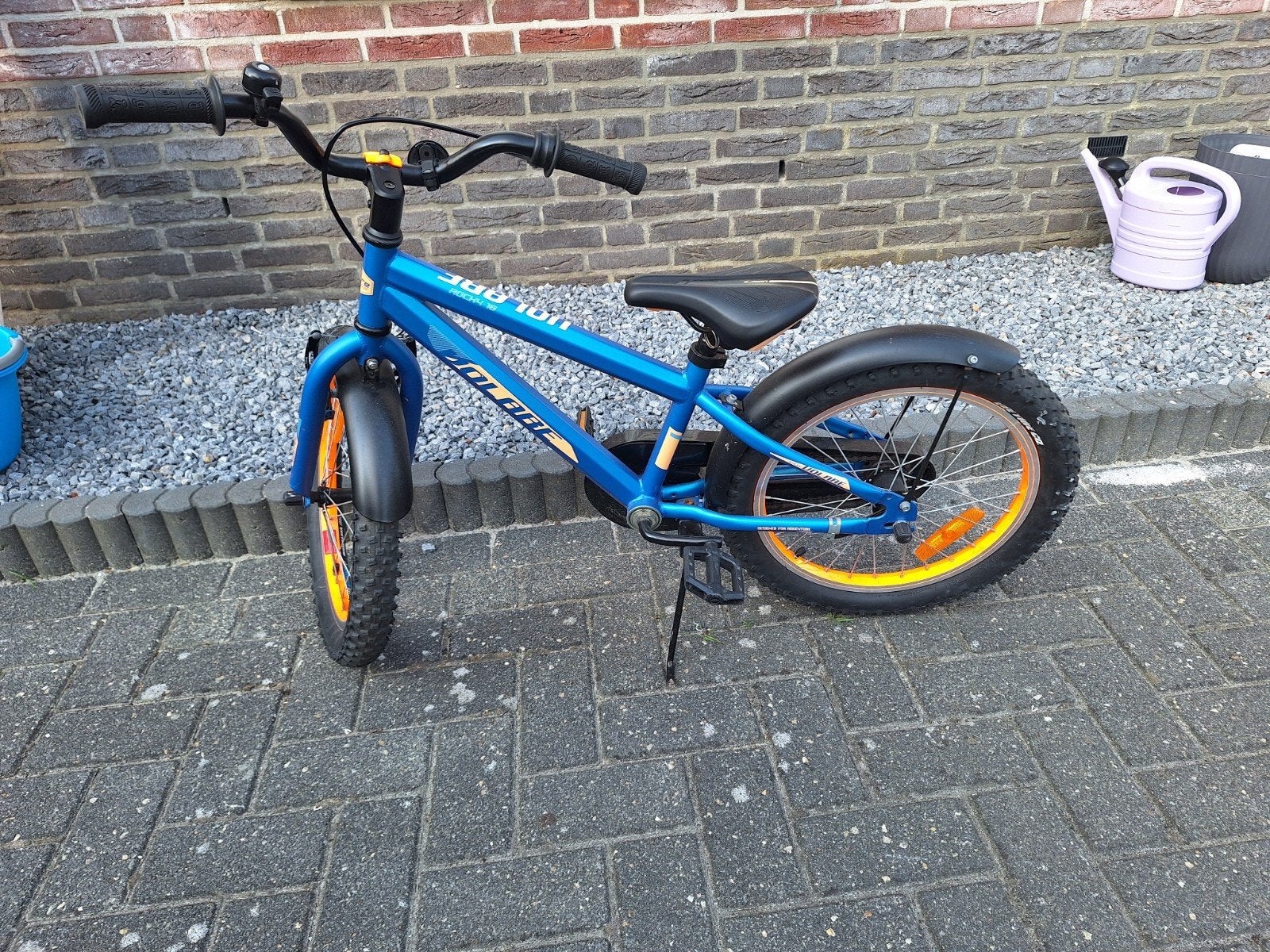 Blauwe kinderfiets 16 inch met zijwieltjes, Ophalen, Terugtraprem, Volare, 16 tot 20 inch
