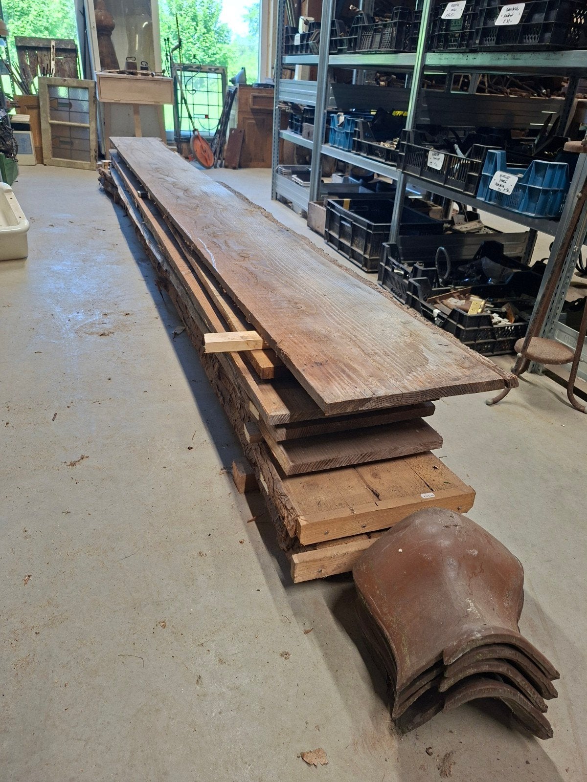 Eiken planken, balken en sporen, Ophalen, Gebruikt