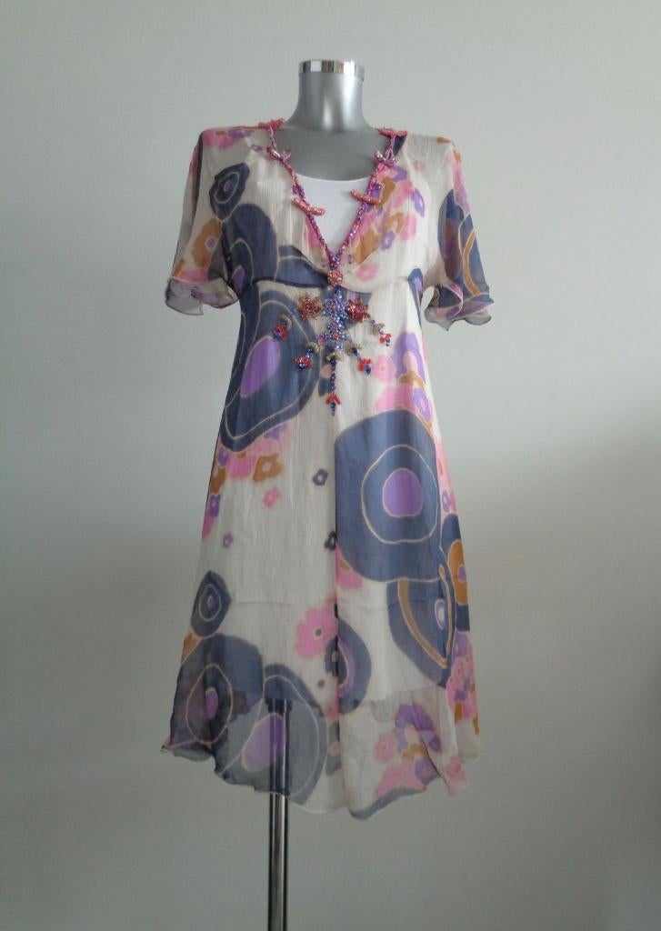 Antik Batik jurk, 100% zijde, mt 36-small, Nieuw, origineel, Wit, Nieuw, Ophalen of Verzenden, Knielengte