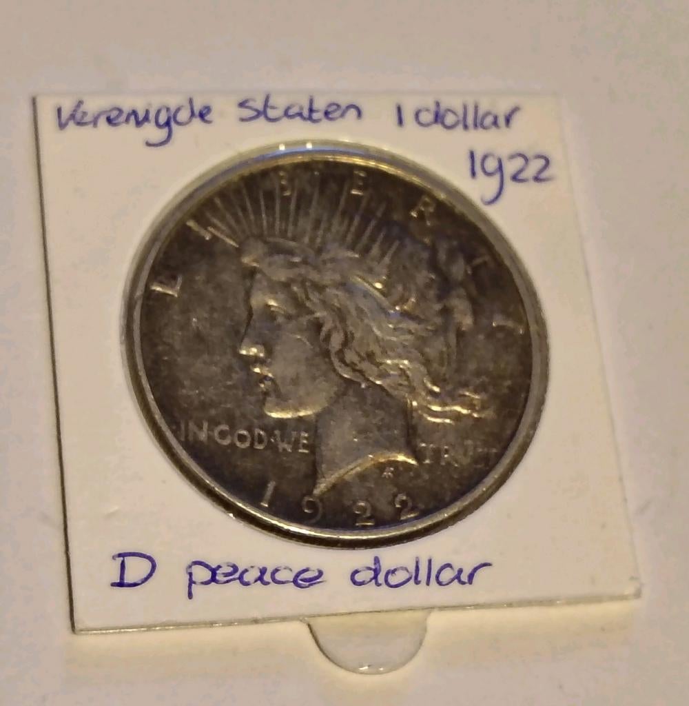 Verenigde Staten 1 dollar 1922 D - Peace Dollar, Ophalen of Verzenden, Noord-Amerika