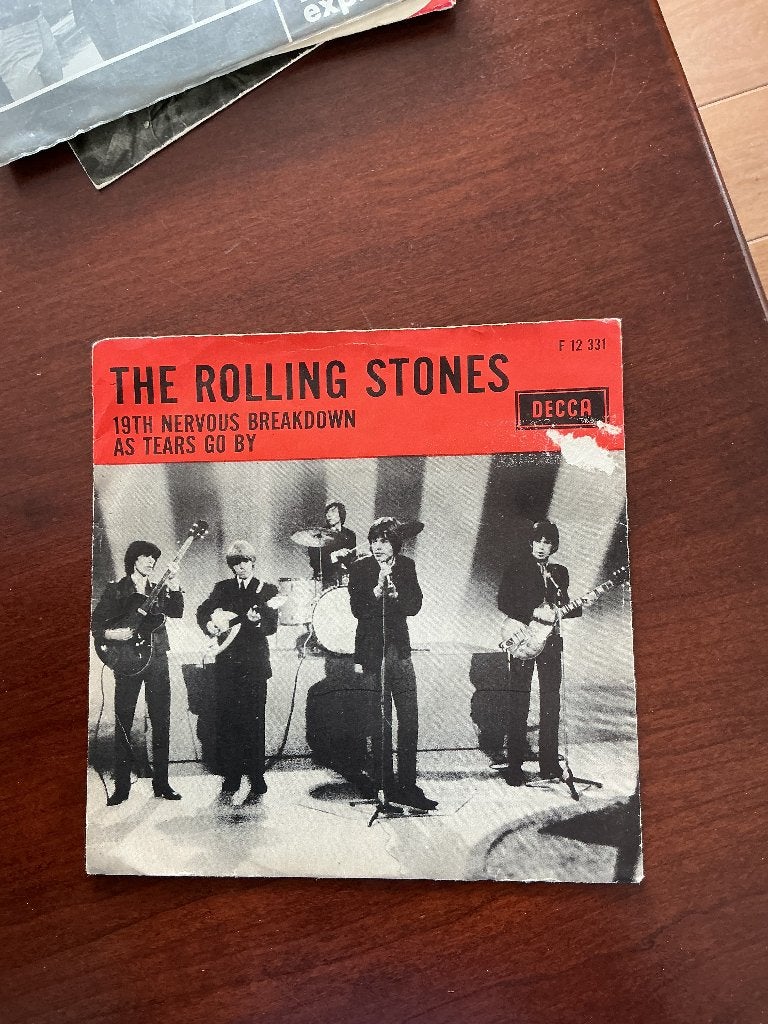 Single Rolling Stones -19th nervous breakdown/As tears go by, Gebruikt, 7 inch, Ophalen of Verzenden, Pop