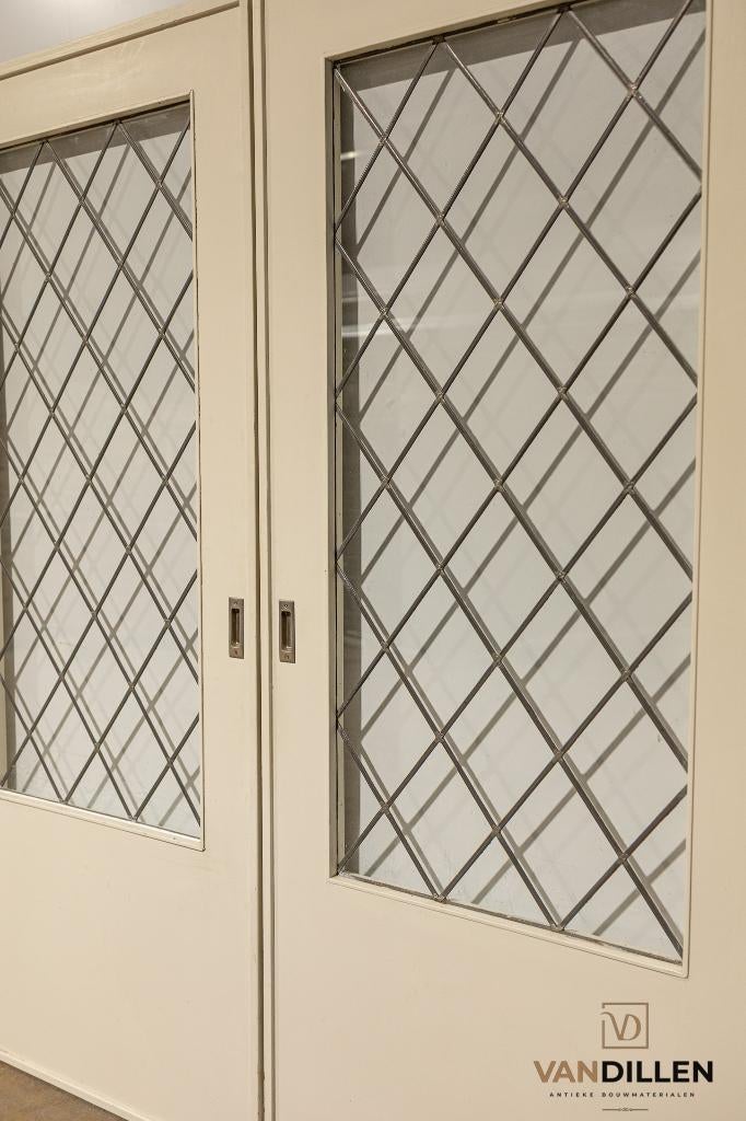 Set en-suite / schuifdeuren met glas in lood 212.5 x 184, Ophalen, Gebruikt, 120 cm of meer, Binnendeur