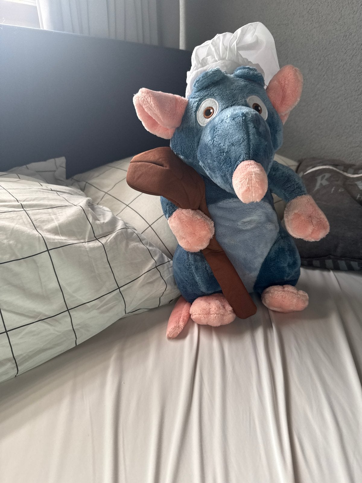 Disney Ratatouille Remy Knuffel met Koksmuts en Lepel, Muis, Disney, Blauw, Ophalen of Verzenden