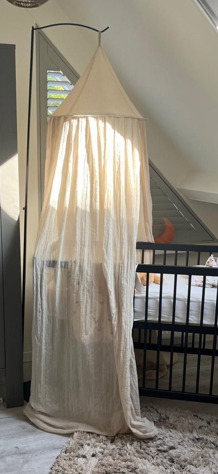 Jolijn hemeltje/klamboe met standaard voor bij babybedje, Jollein, Inclusief standaard, Zo goed als nieuw, Klamboe