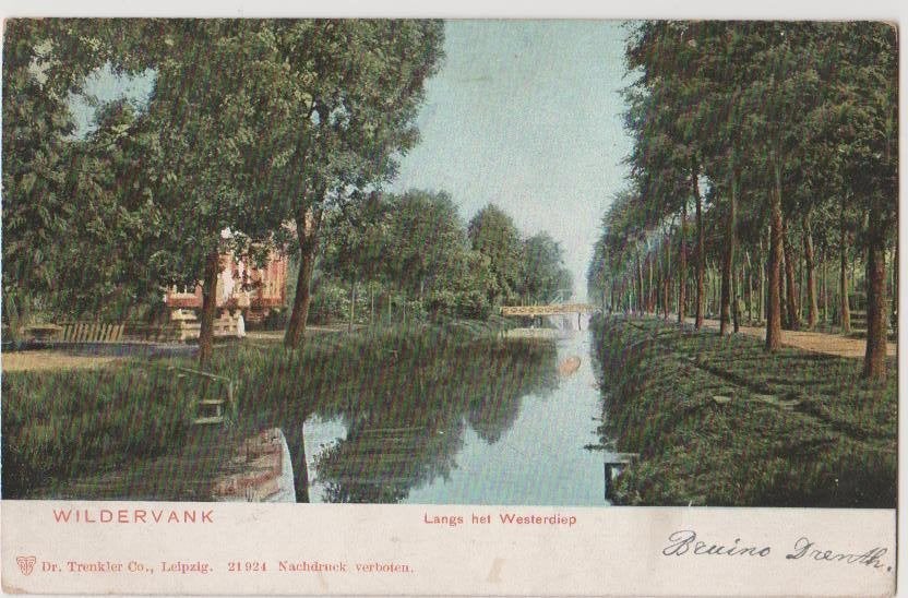Wildervank (Gr.) Langs het Westerdiep 1904., Ophalen, Voor 1920, Gelopen, Groningen