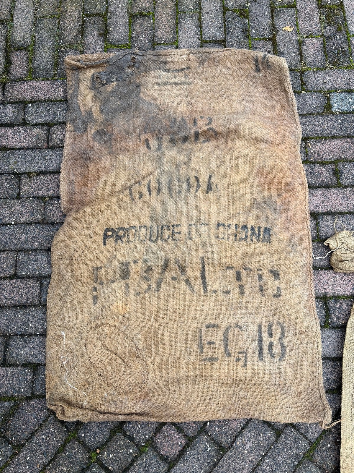 Vintage jute zak 'Produce of Ghana' - Cacao, Antiek en Kunst, Ophalen