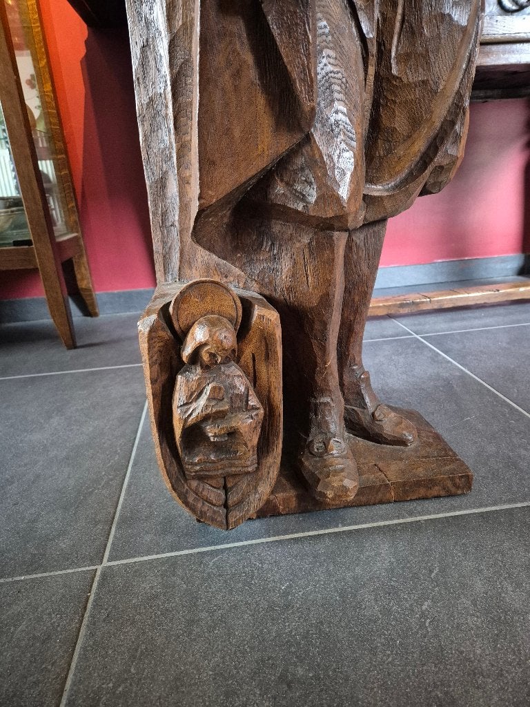 Foto 3 van Antiek houten beeld, religieus christelijk