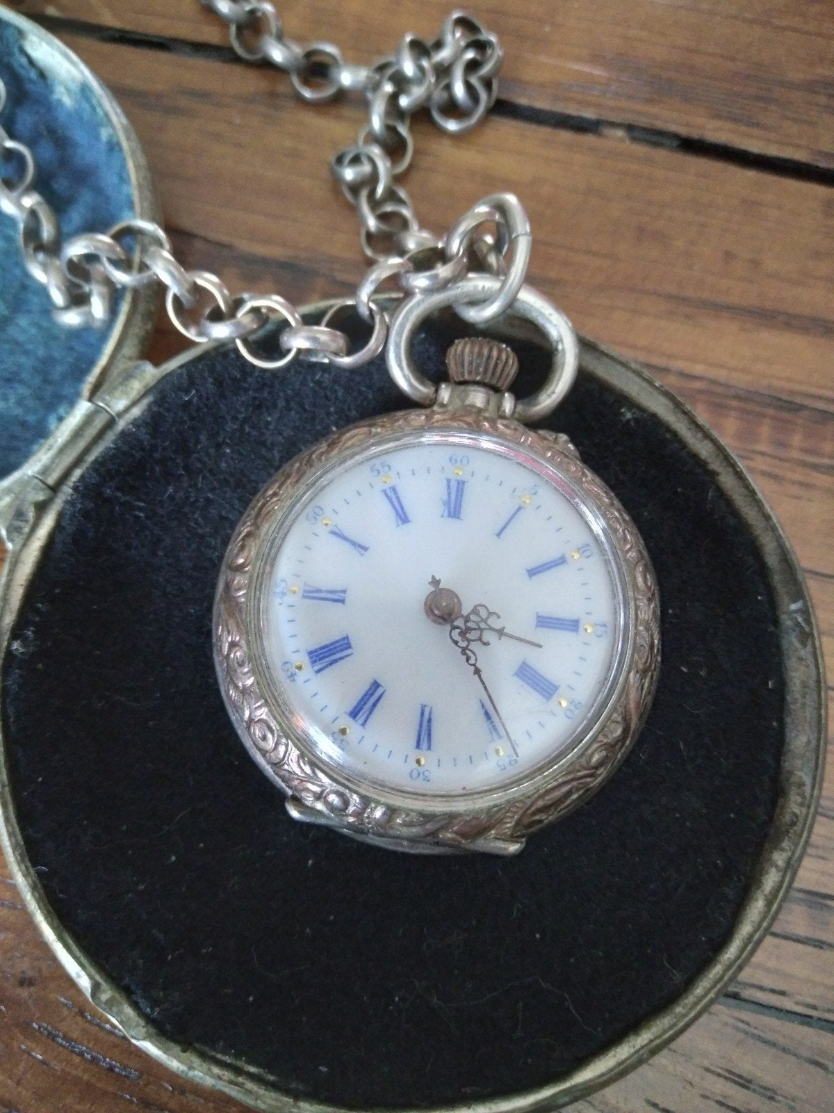 Antiek Dames Zakhorloge met Ketting, Overige merken, Zakhorloge, Ophalen of Verzenden, Met ketting