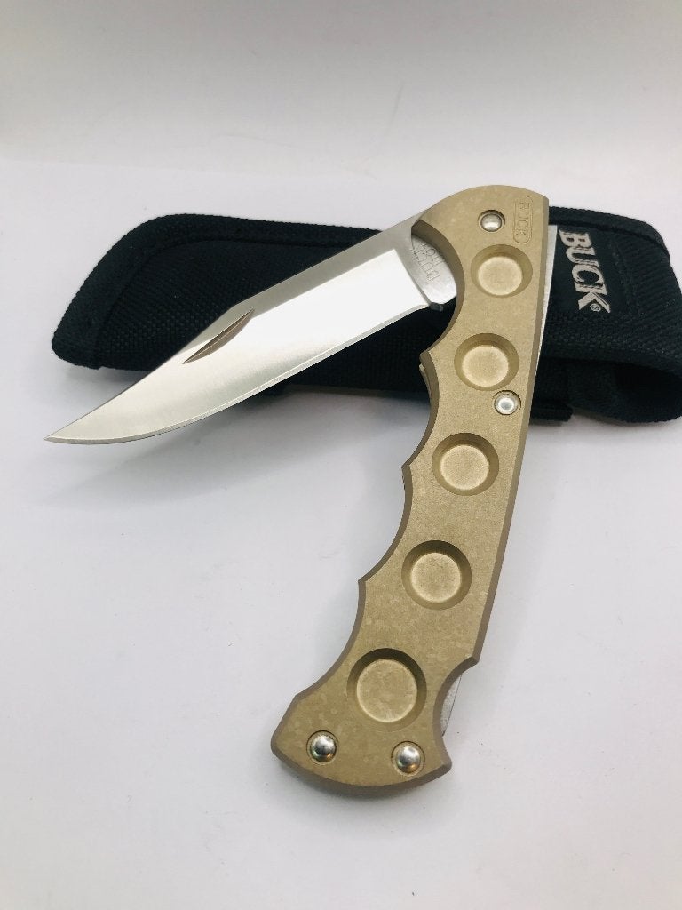 2003 BUCK 560 Titanium CRYSTAL Rare Folding Hunting Knife w, Ophalen of Verzenden, Zo goed als nieuw