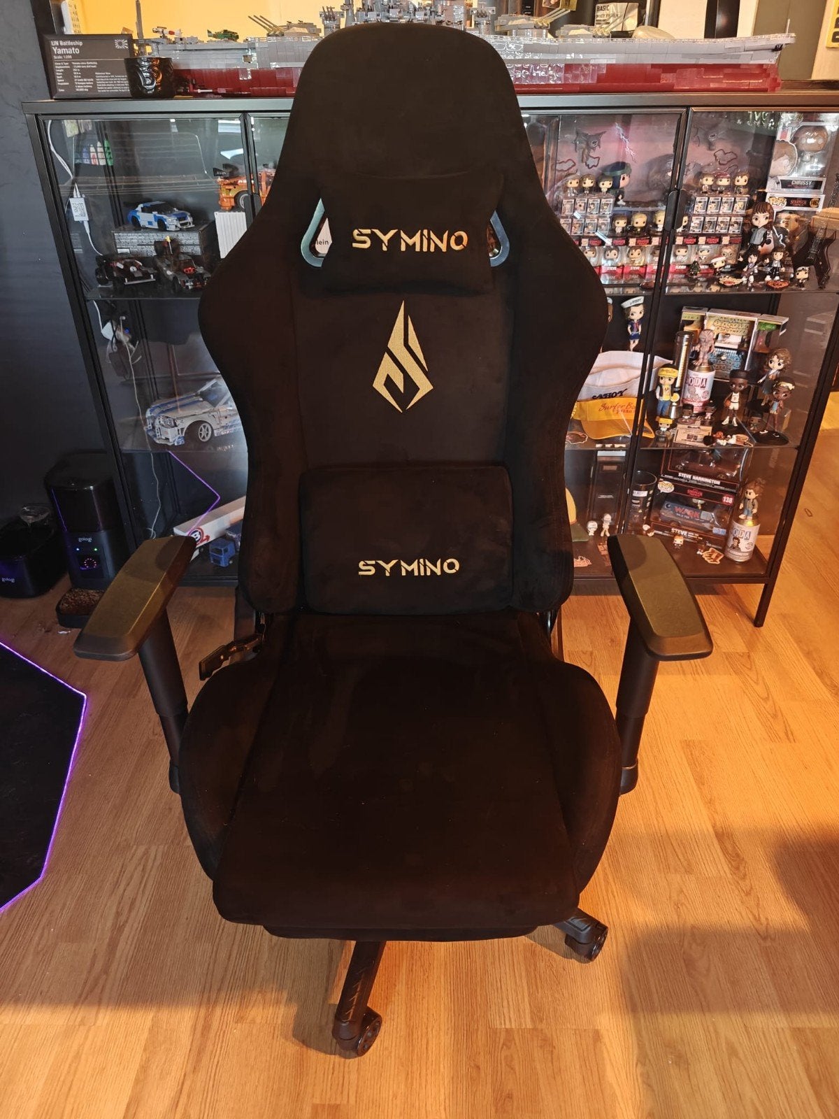 Symino gamingstoel - Zo goed als nieuw, zwart velours, Huis en Inrichting, Ophalen, Zwart, Gaming, Zo goed als nieuw