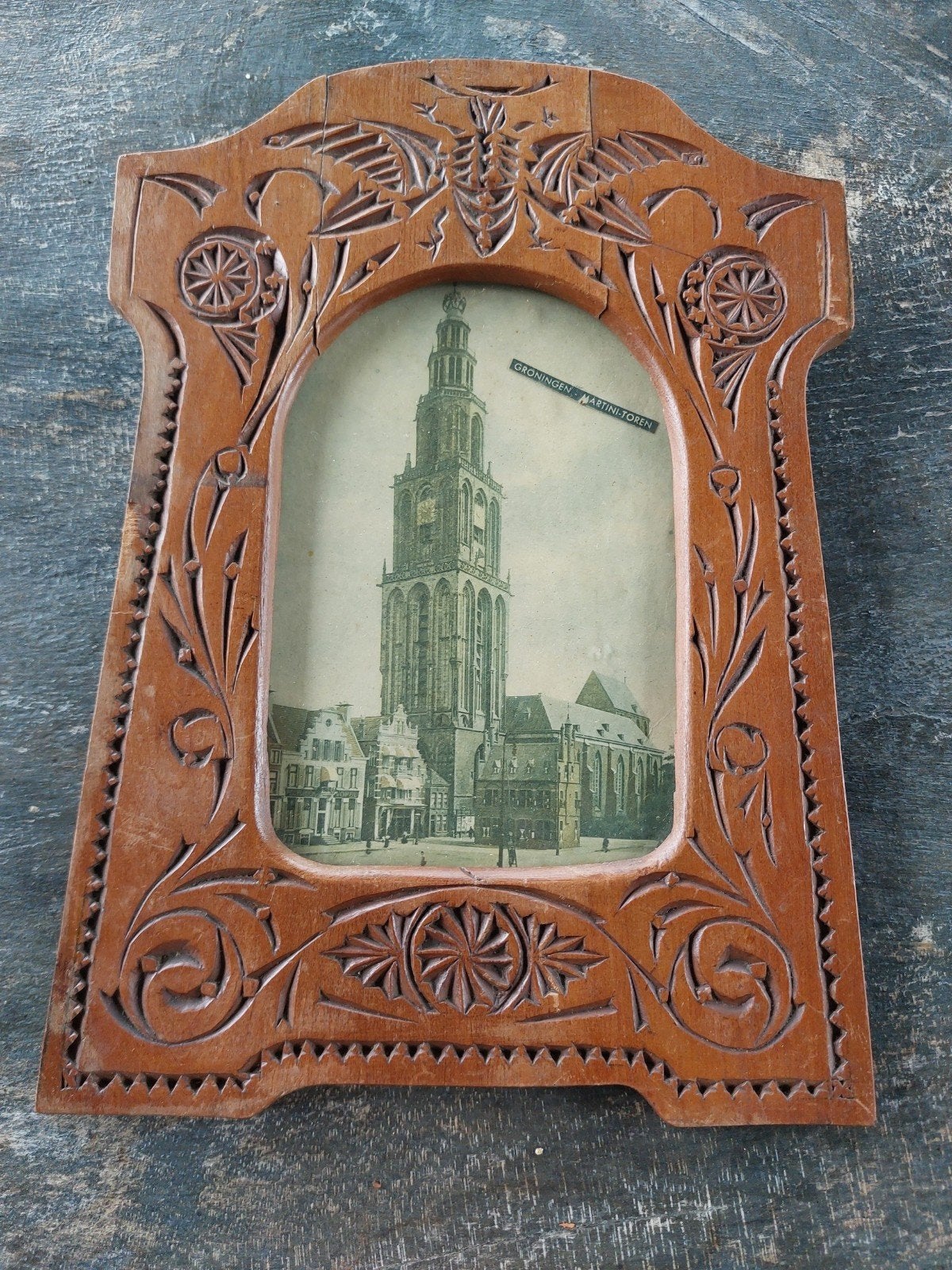 Antieke lijst met foto Martinitoren Groningen, Antiek en Kunst, Ophalen of Verzenden