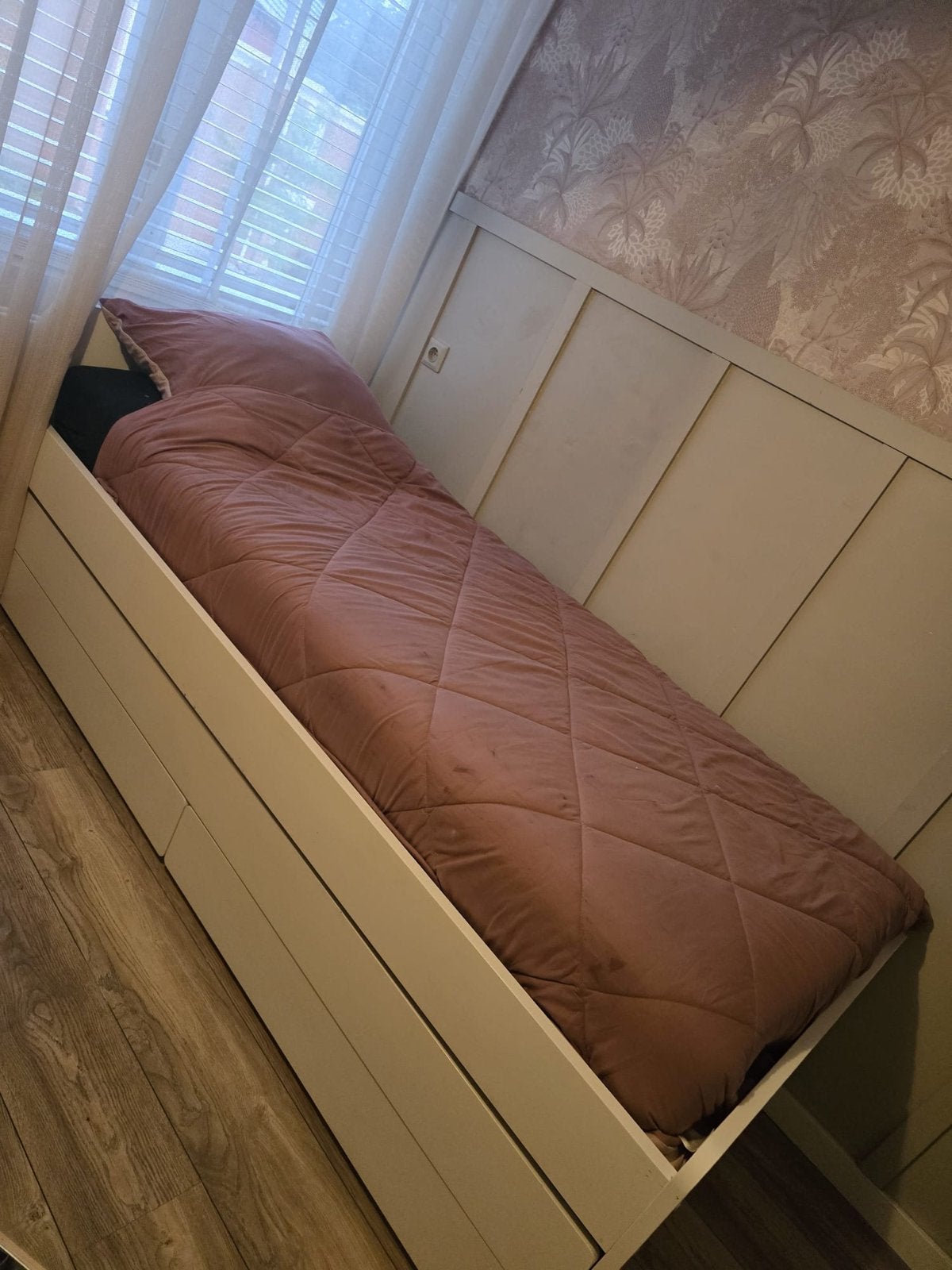 IKEA SLÄKT Bedframe met onderbed en opberger, wit, 90x200 cm, Huis en Inrichting, Ophalen, Gebruikt, 90 cm, Eenpersoons