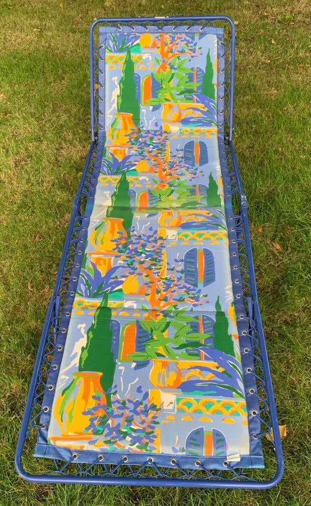 Vintage Lafuma ligbed -stretcher - zonnebed, Ophalen, Zo goed als nieuw, Metaal, Inklapbaar