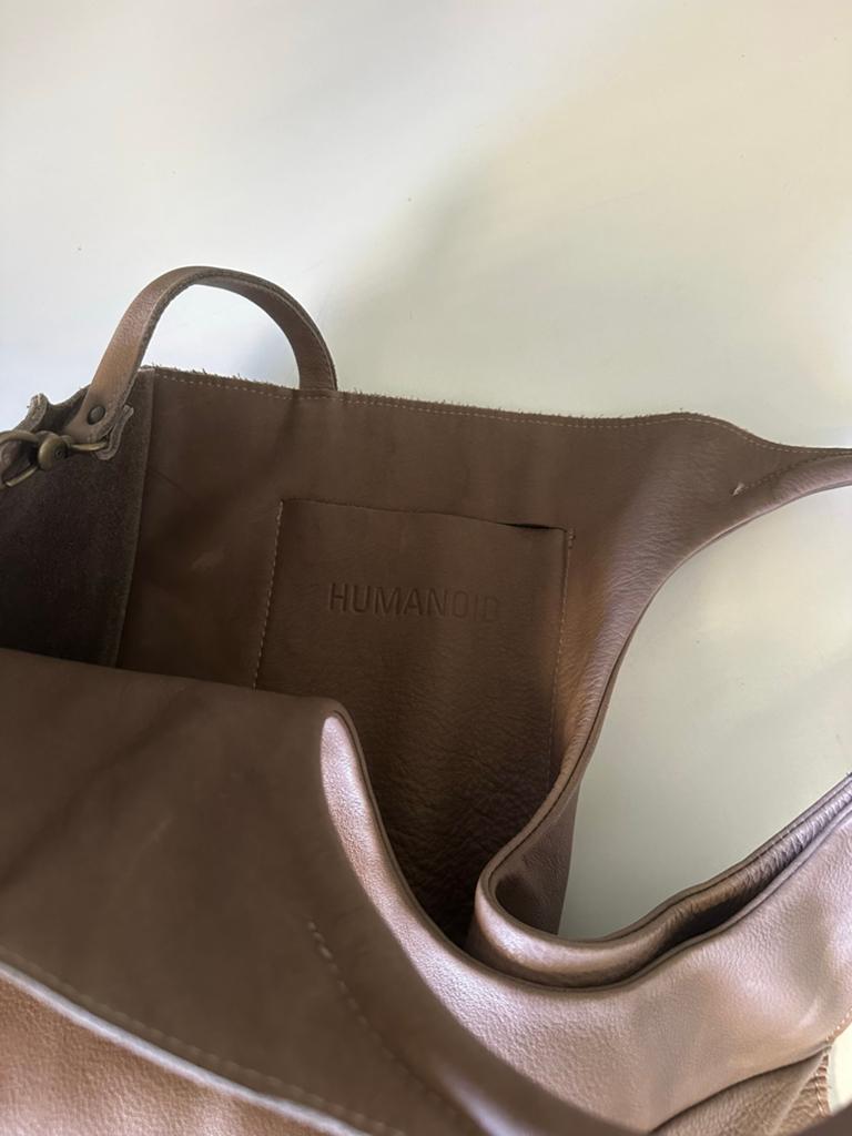 Humanoid Leren Shopper/Handtas - Bruin, Ophalen of Verzenden, Zo goed als nieuw, Grijs, Shopper