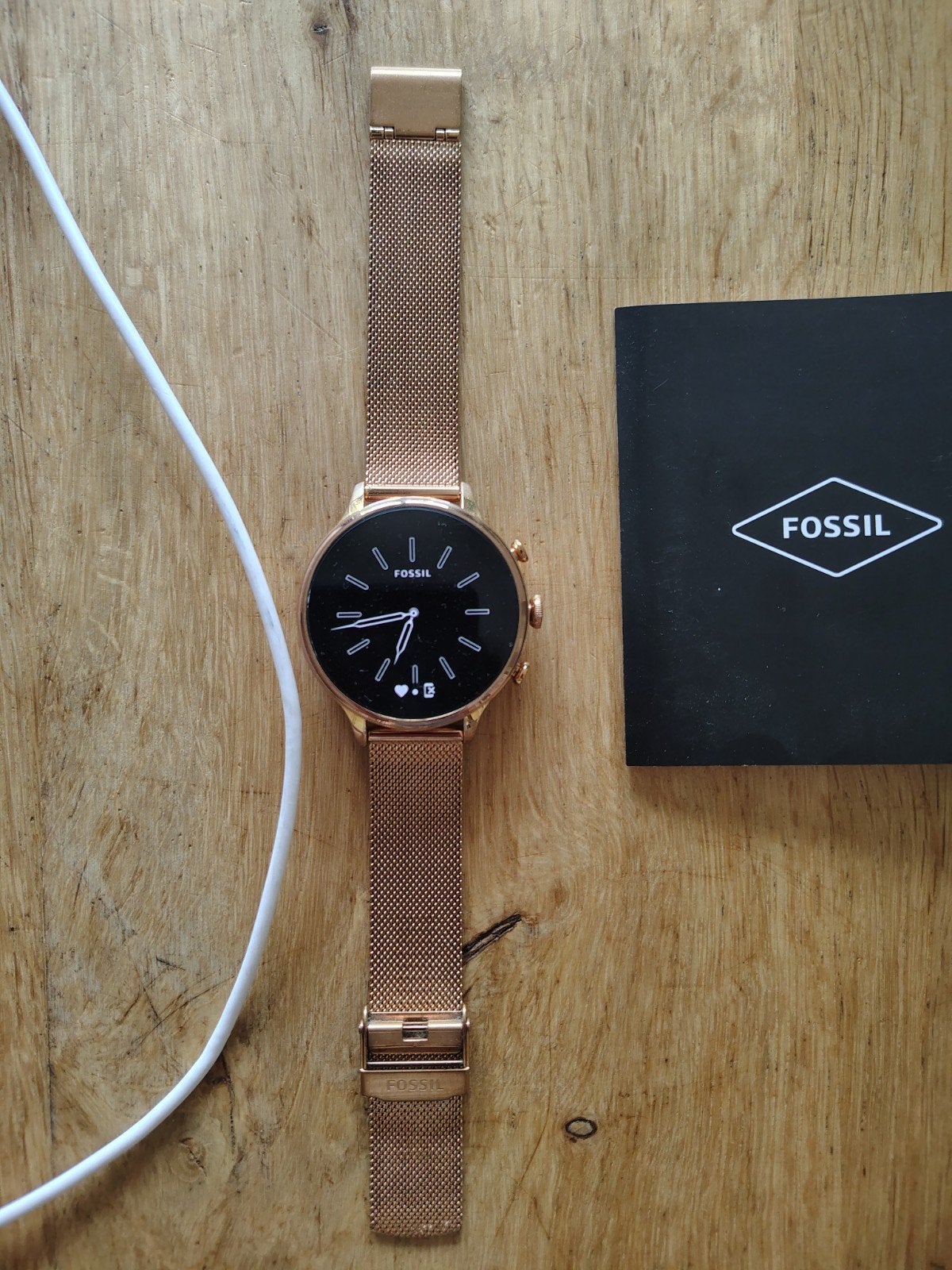 Fossil smartwatch rosegoud, Ophalen, Gebruikt, Zwart, Android