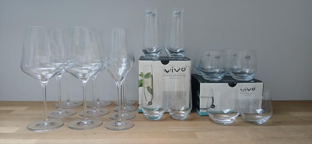 22 kristallen wijnglazen VIVO Villeroy en Boch nieuw en zgan, Glas of Glazen, Nieuw, Ophalen of Verzenden, Glas