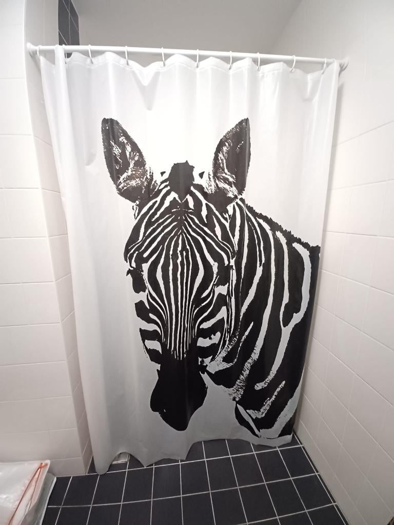 Douchegordijn + Douchegordijnstang, Huis en Inrichting, Ophalen, Zo goed als nieuw, Overige kleuren, Overige typen