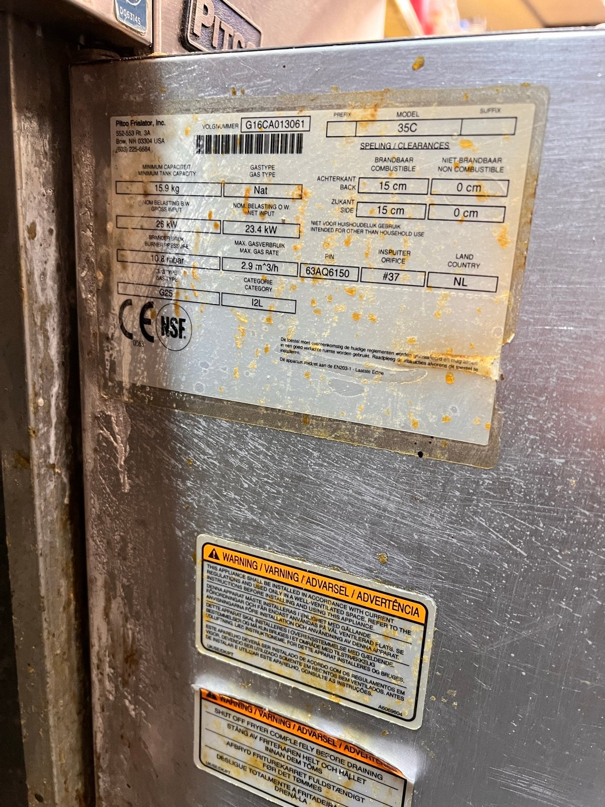 Frituurpan Pitco 35C - Professionele Gasfriteuse, Witgoed en Apparatuur, Minder dan 1 liter, Ophalen, Gebruikt