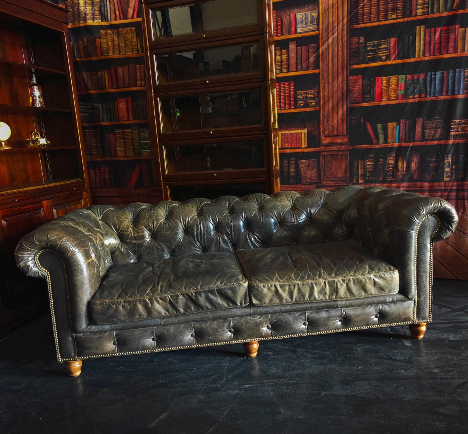 Ralph Lauren Zwarte Vintage Chesterfield Bank, Huis en Inrichting, Gebruikt, Bollenmarkt 14c Zwaagdijk Oost, Treasure, Driepersoons