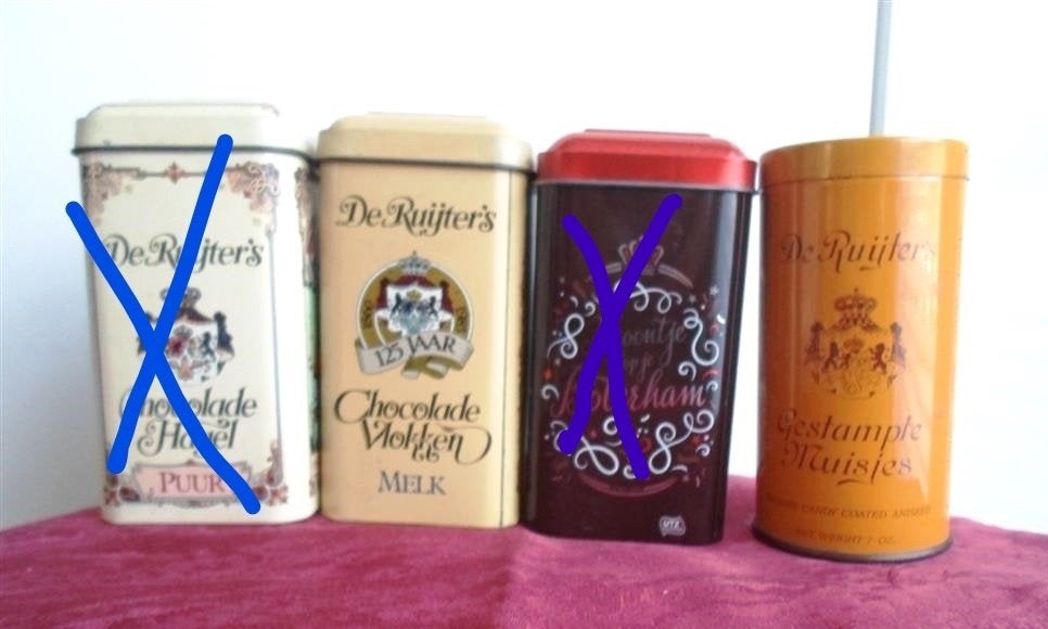 De Ruijter's blikken. Choc.vlokken melk. gestampte Muisjes, Ophalen of Verzenden, Zo goed als nieuw, Overige
