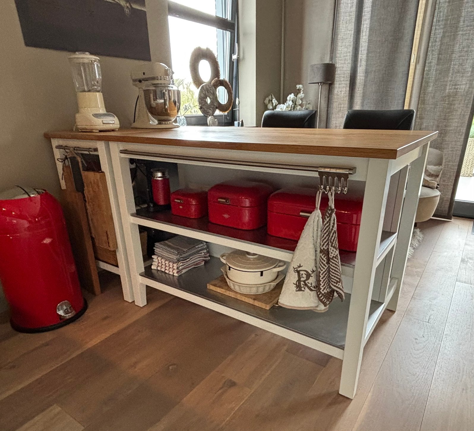 Ikea keukeneiland TORNVIKEN, beige/eiken, 126x79 x 90 cm, Huis en Inrichting, Ophalen, 100 tot 150 cm, 75 cm of meer, Beige
