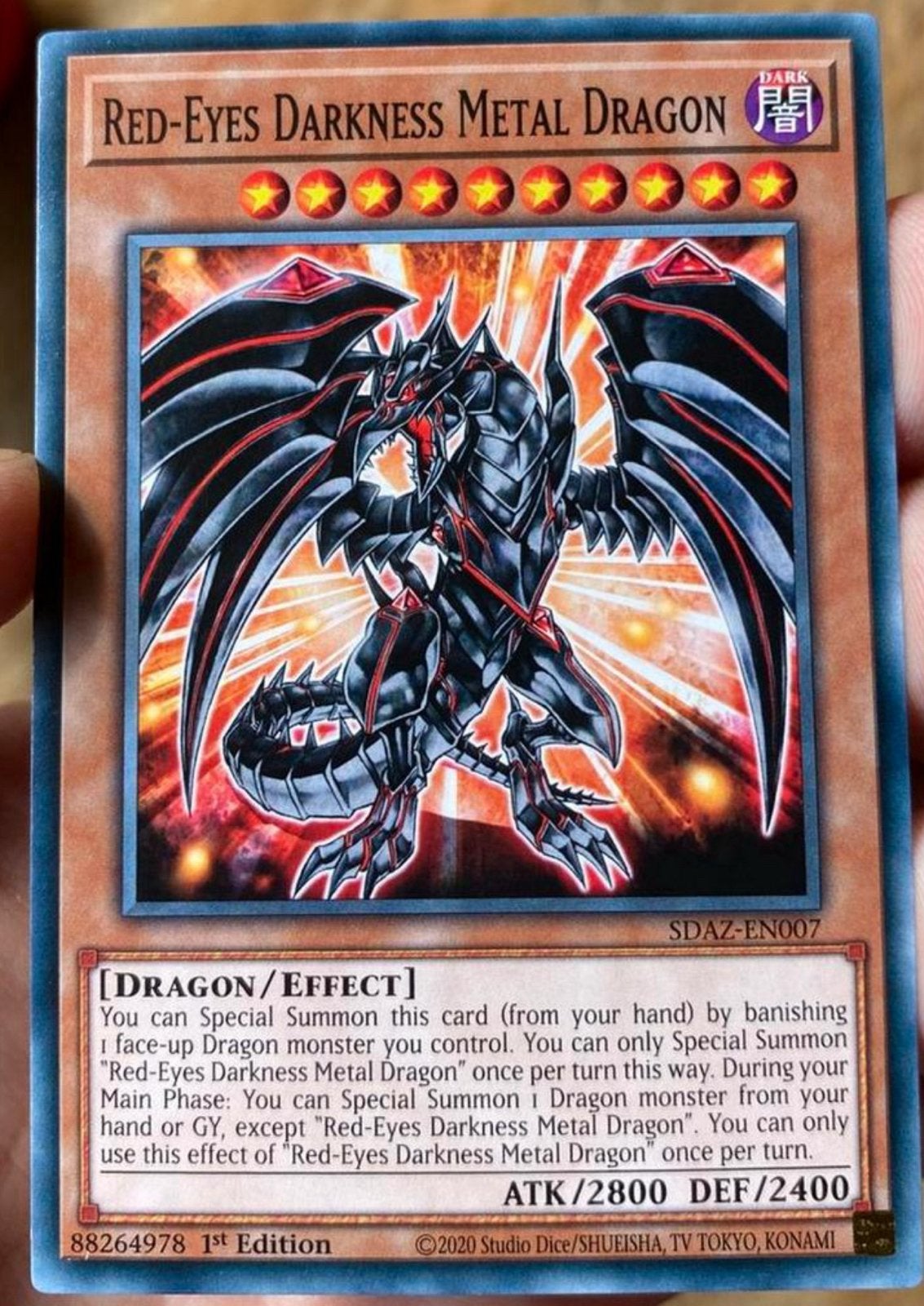 Yu-Gi-Oh! Red Eyes Darkness Metal Dragon SDAZ 1st Ed !, Hobby en Vrije tijd, Verzamelkaartspellen | Yu-gi-Oh!, Ophalen of Verzenden