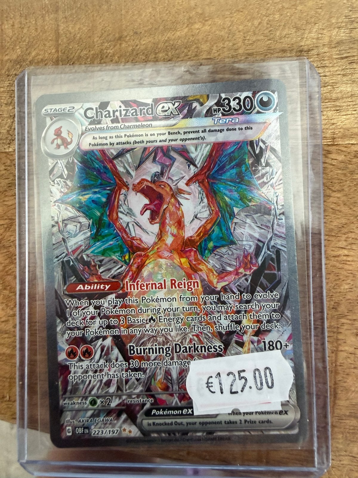 Pokémon Kaart Charizard ex Tera 223/197 Obsidian Flames, Ophalen of Verzenden, Zo goed als nieuw, Losse kaart, Foil