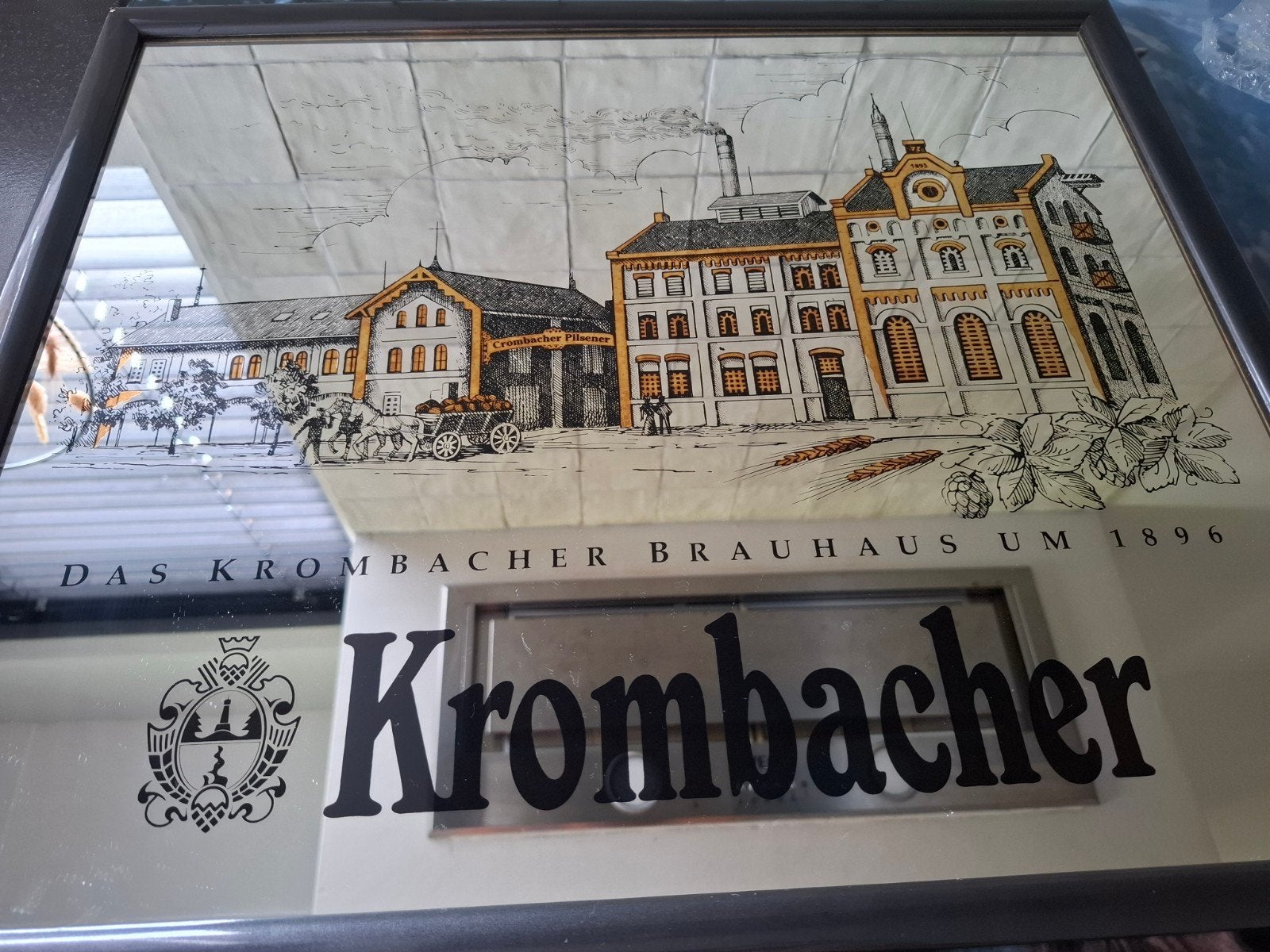 Krombacher spiegel - 51.5cm x 44cm, Minder dan 50 cm, Gebruikt, Ophalen of Verzenden, Minder dan 100 cm