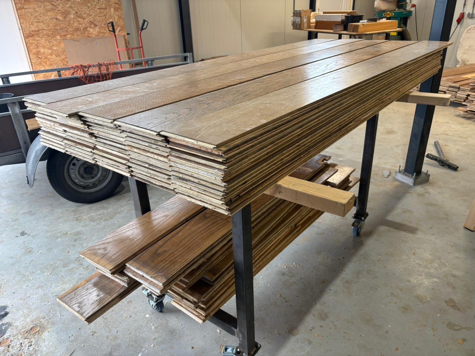 Eiken lamelparket vloer +/-30 m2 18cm breed 220cm lang, Gebruikt, 10 m² of meer, 10 tot 30 cm, Hout