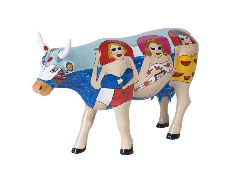 Nieuw Cow Parade koe Fun Seeker cow large gratis verzending., Ophalen of Verzenden, Beeld, Gesigneerd