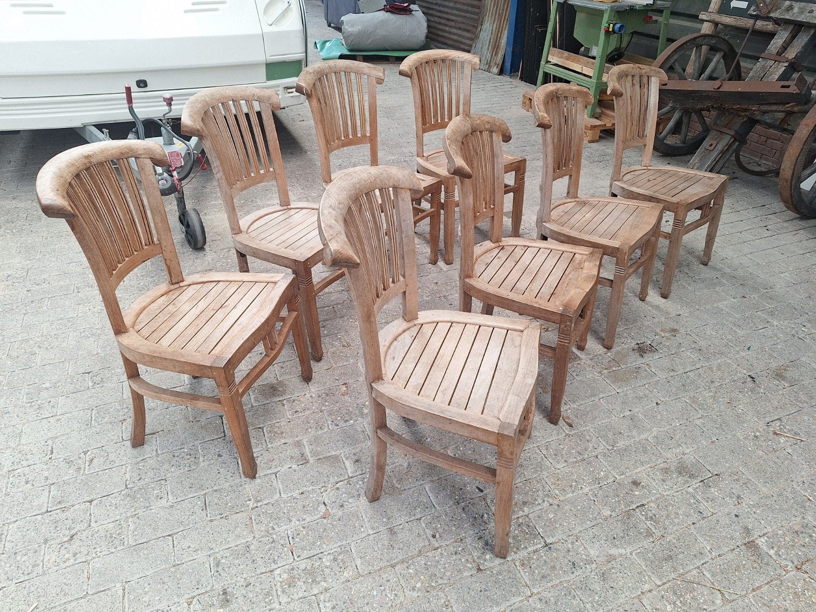 GRATIS teakhouten stoelen, eetkamer stoel, houten stoel, har, Ophalen, Gebruikt, Teakhout