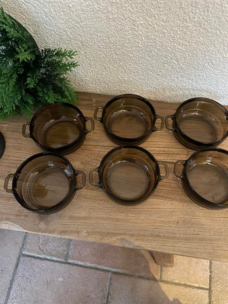 6 arcoroc soepkommen, Ophalen of Verzenden, Gebruikt, Glas of Kopje