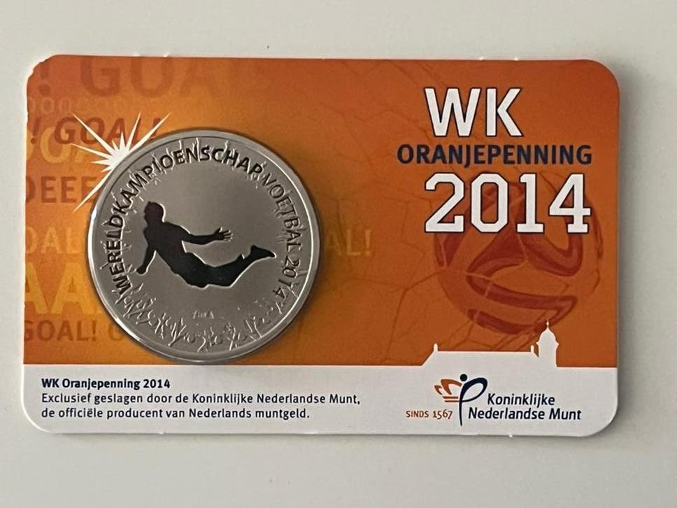 Coincard WK Oranjepenning 2014 KNM Nederlands Elftal Persie, Postzegels en Munten, Ophalen of Verzenden, Koningin Beatrix, Euro's