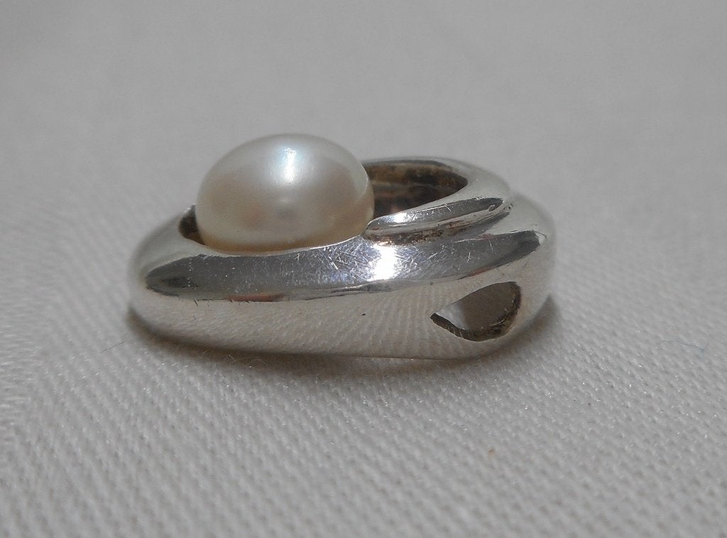 Zilveren hanger met echte parel nr.1426, Sieraden, Tassen en Uiterlijk, Kettinghangers, Verzenden, Zo goed als nieuw, Met parel