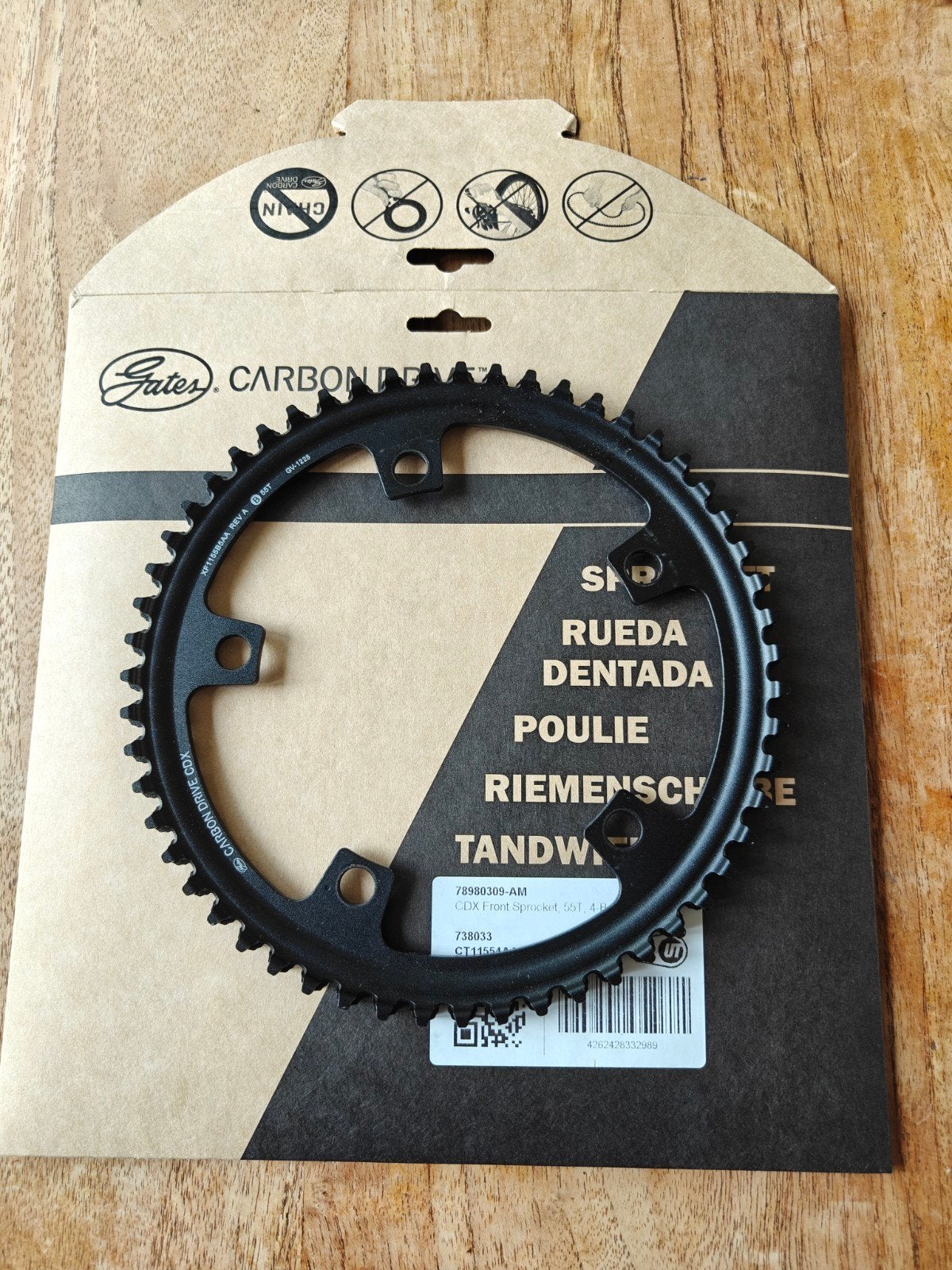 Gates Carbon drive CDX tandwiel, 55T, Crankstel of Pedalen, Nieuw, Ophalen of Verzenden, Gates Carbon Drive