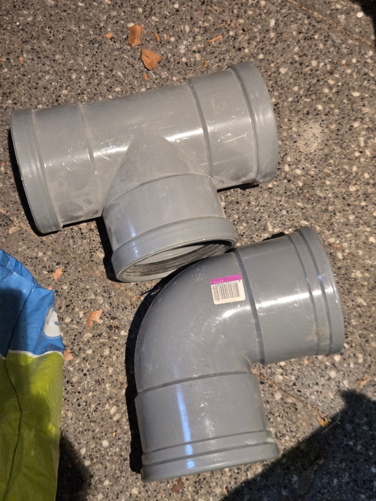 Rioolbuis T-stuk en 90 graden bocht, 110 mm, Afvoer, Gebruikt, Pvc, Ophalen of Verzenden