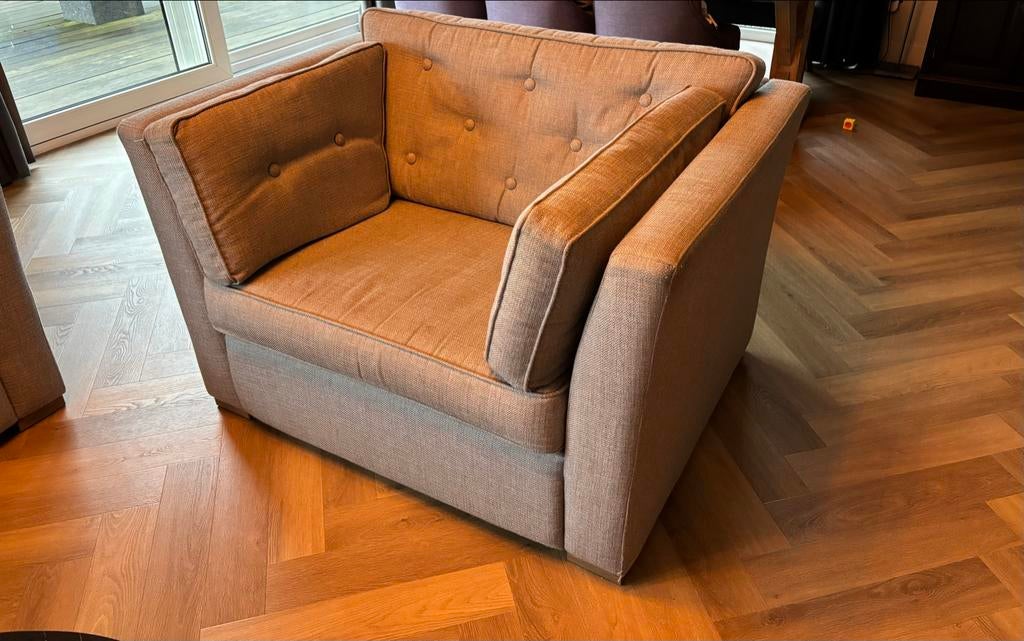 Grijze Landelijke Bank 1.5-zits Loveseat, Huis en Inrichting, Banken | Bankstellen, Ophalen, Gebruikt, 75 tot 100 cm, Landelijk
