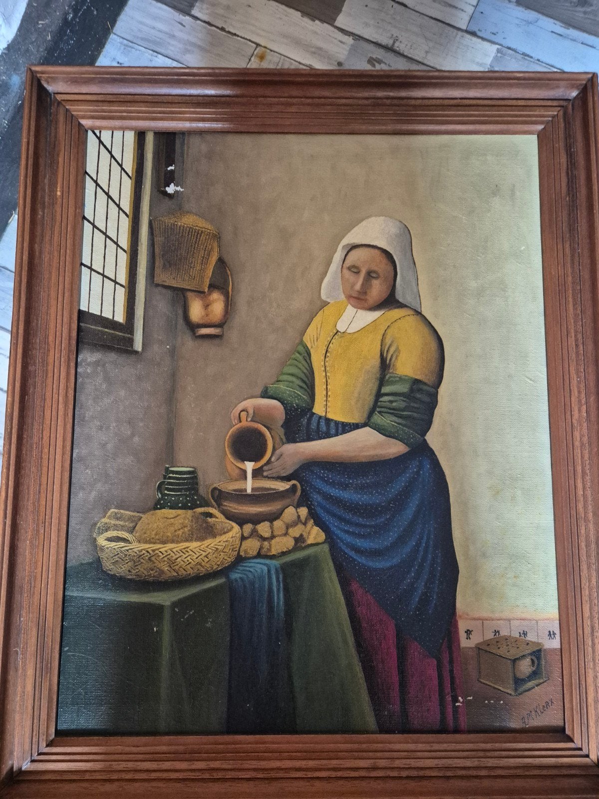Olieverfschilderij 'Melkmeisje' - Lichte beschadiging, Antiek en Kunst, Kunst | Schilderijen | Klassiek, Ingelijst, Doek, Portret of Personen