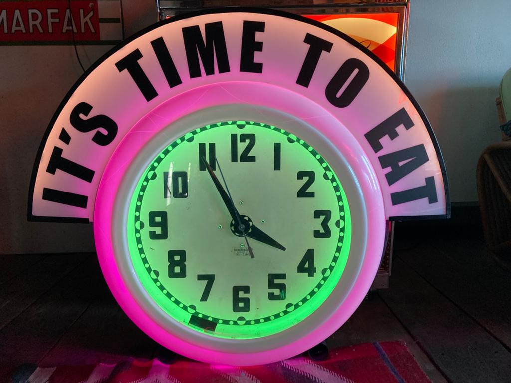 Originele Cleveland Neon Klok Diner USA 40s 50s Jukebox, Ophalen, Gebruikt