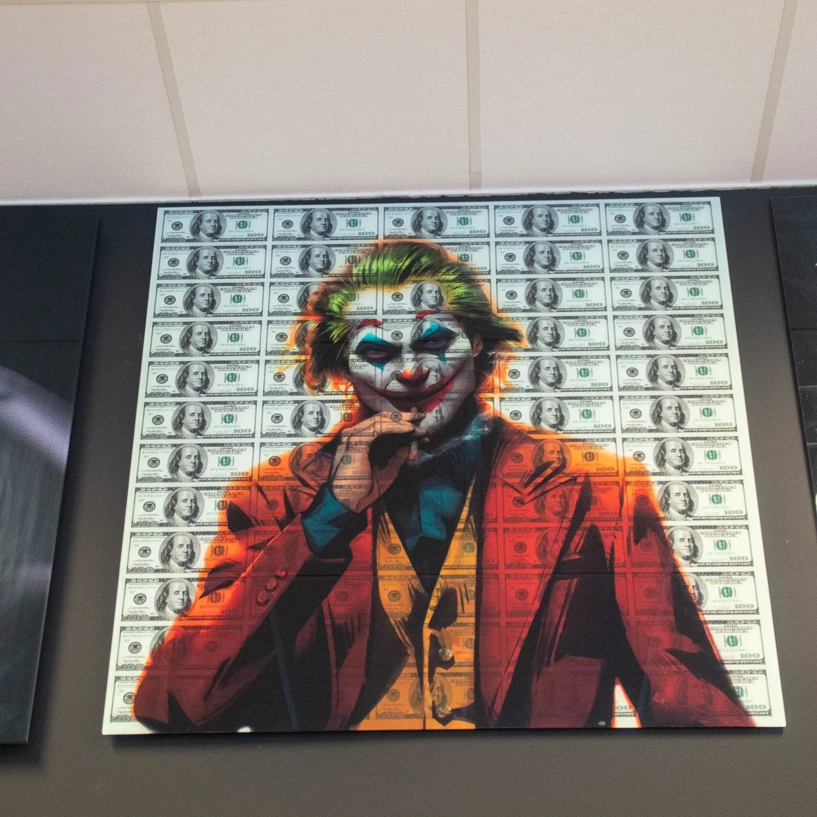 Joker- Art Glasschilderij Joker 120x120, Antiek en Kunst, Kunst | Schilderijen | Modern, Ophalen, Glas, Achter glas