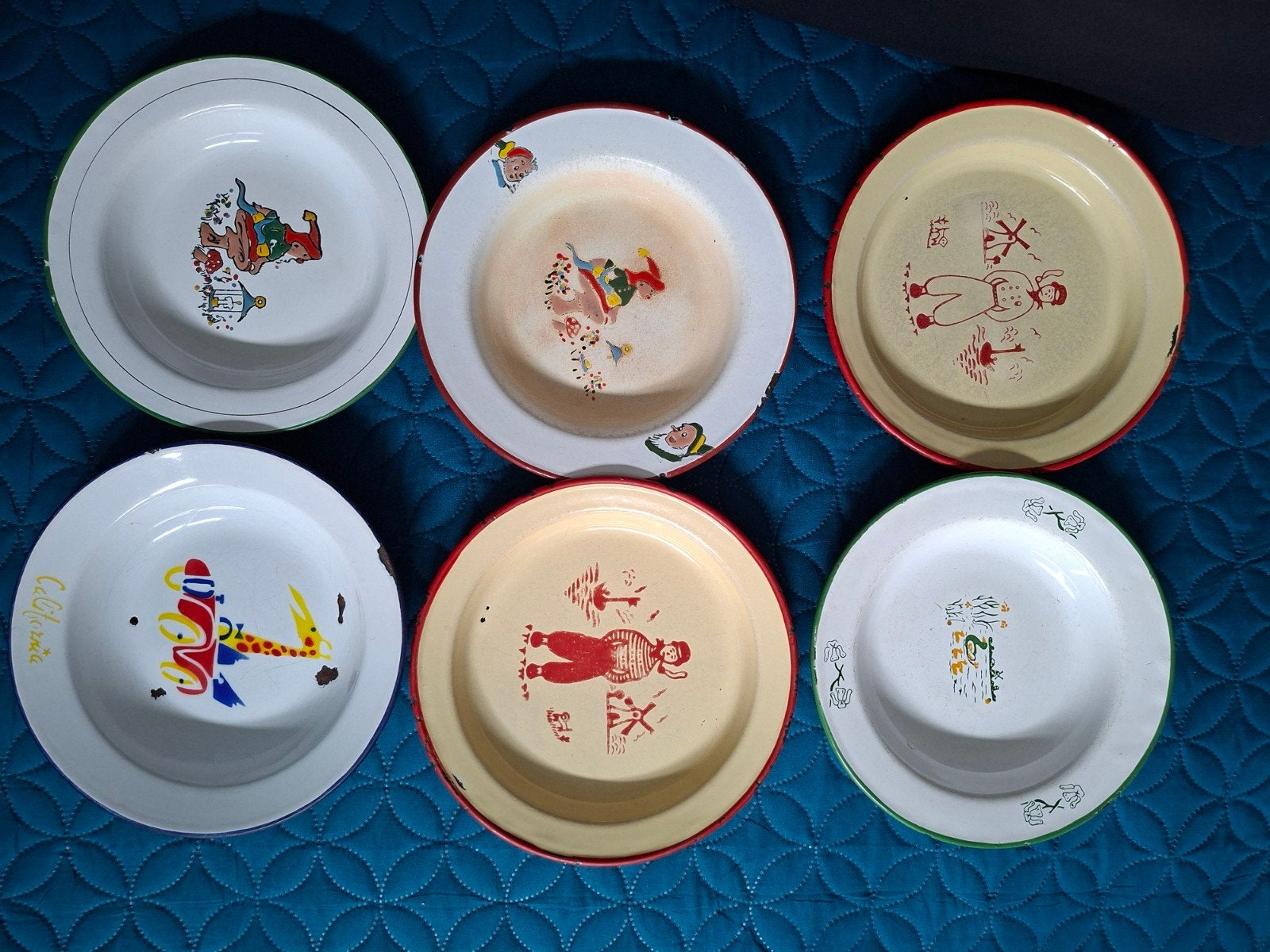 Oude emaille kinderbordjes haten 50 / 60, Ophalen of Verzenden