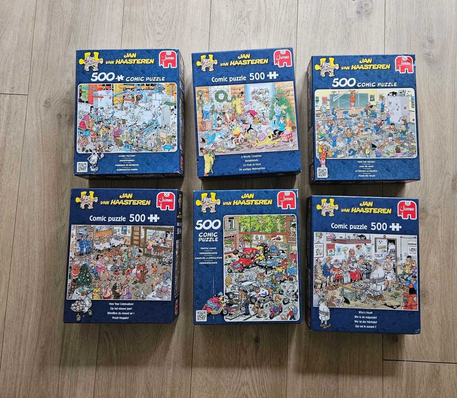 12 Jan van Haasteren puzzels 500 st, Ophalen, 500 t/m 1500 stukjes, Zo goed als nieuw, Legpuzzel