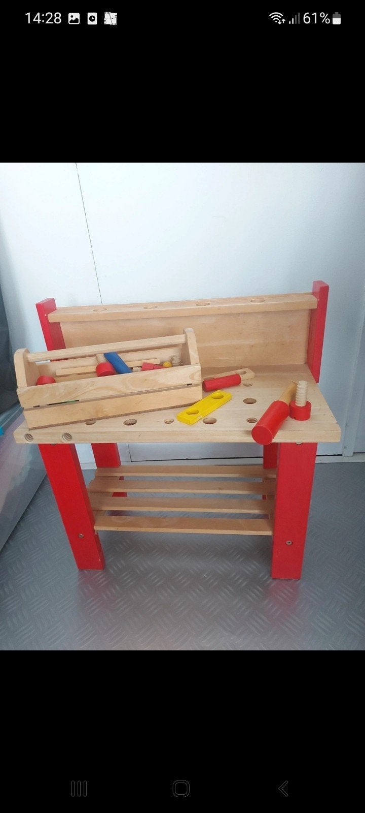 houten werkbankje, Kinderen en Baby's, Speelgoed | Houten speelgoed, Ophalen, Gebruikt, Meubelstuk of Keukentje